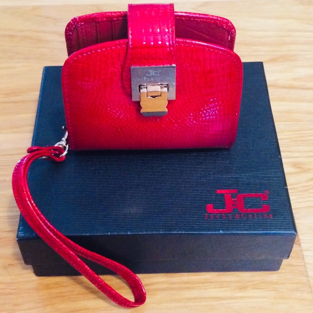 Red Leather Wallet and Coinpurse